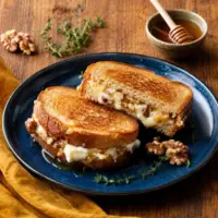 Crispy toasties with feta, tahini, honey, walnuts and thyme.